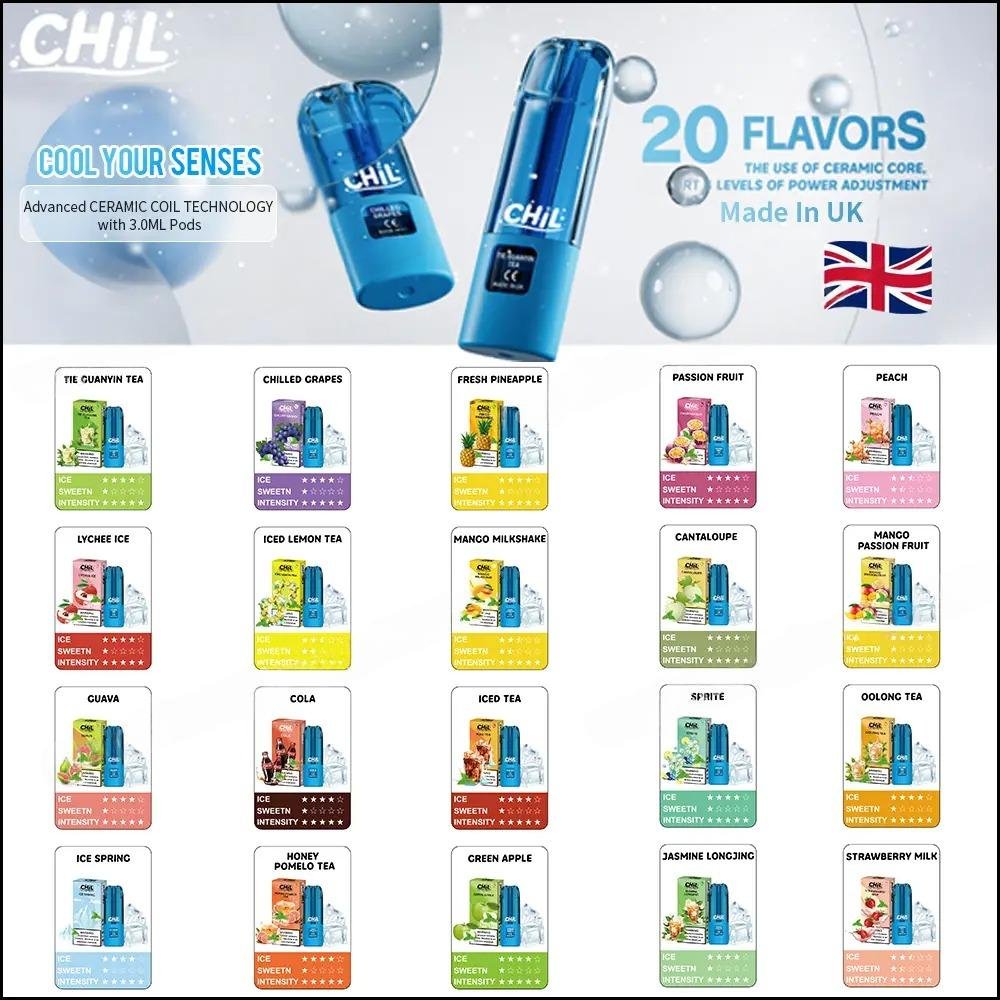 Chil electronic cigarette cartridge (made in the UK) (common to Relx 4, 5, 6 generations) (single pack) (3.0ML large capacity) (extremely cool series)